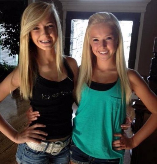 Cute blonde teen twins