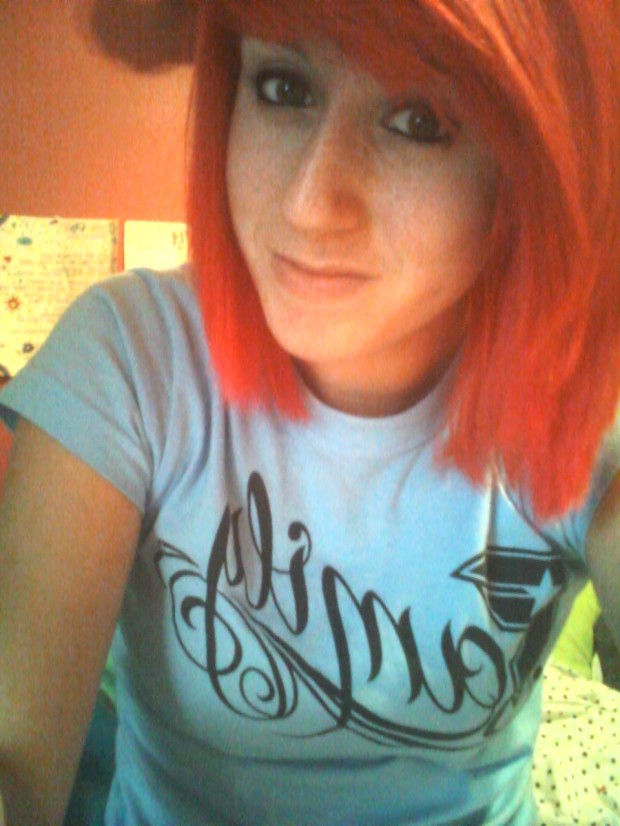 Red hair. 